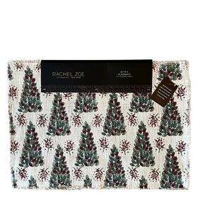 Rachel Zoe Christmas Tree Placemats 13x19 Set of 4 Holiday New